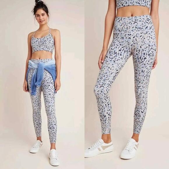 Varley Cream Blue&Black Century Animal Print Leggings Sz.XS - Picture 1 of 16